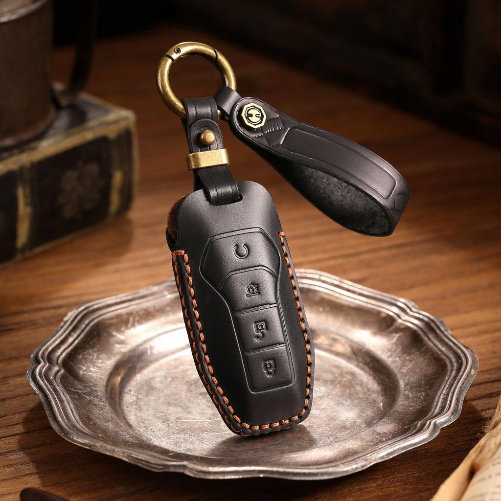 Leather key cover is suitable for BYD car key bag, Qin Tang Song dolphin seal destroyer keychain.