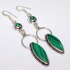 Long Malachite Green Topaz 925 Silver Plated Earrings 3.2" Most Beautiful G6z50