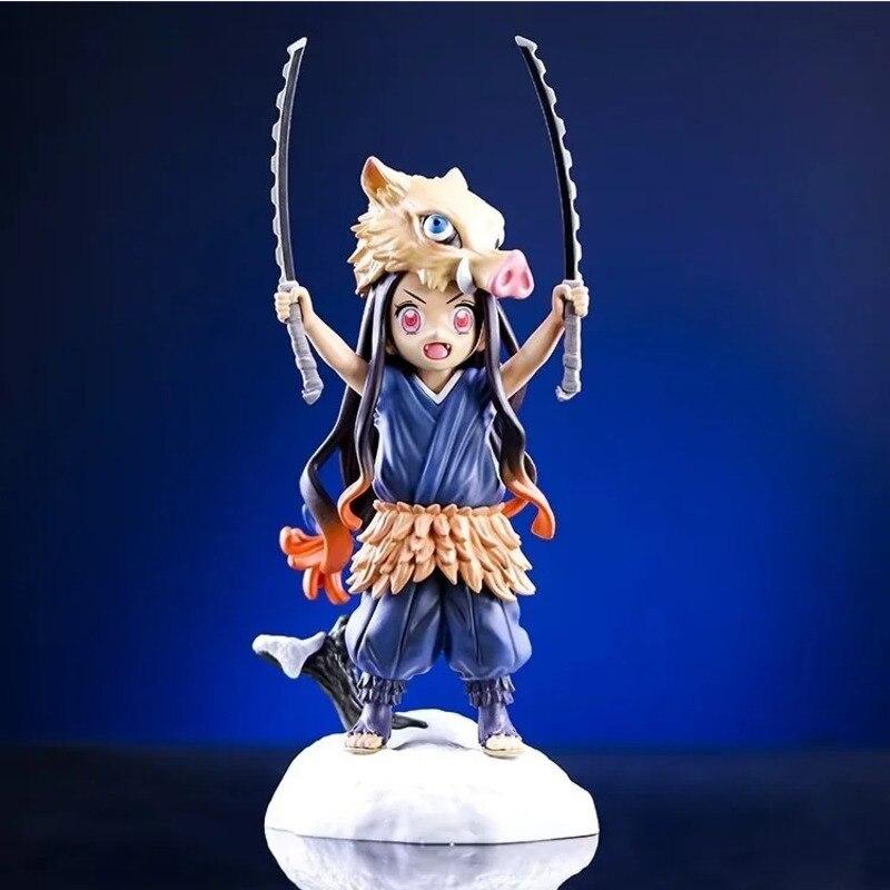 Anime Demon Slayer Kamado Nezuko Figure Kimetsu No Yaiba Hashibira Inosuke Action Figure Model Doll Toy Figurine Gift