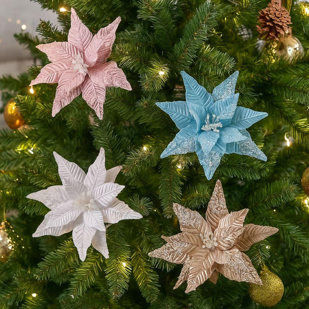 30cm Pearl Christmas Flower Realistic Beautiful Christmas Tree Decoration DIY Crafting Handcrafted Simulated Christmas Flower