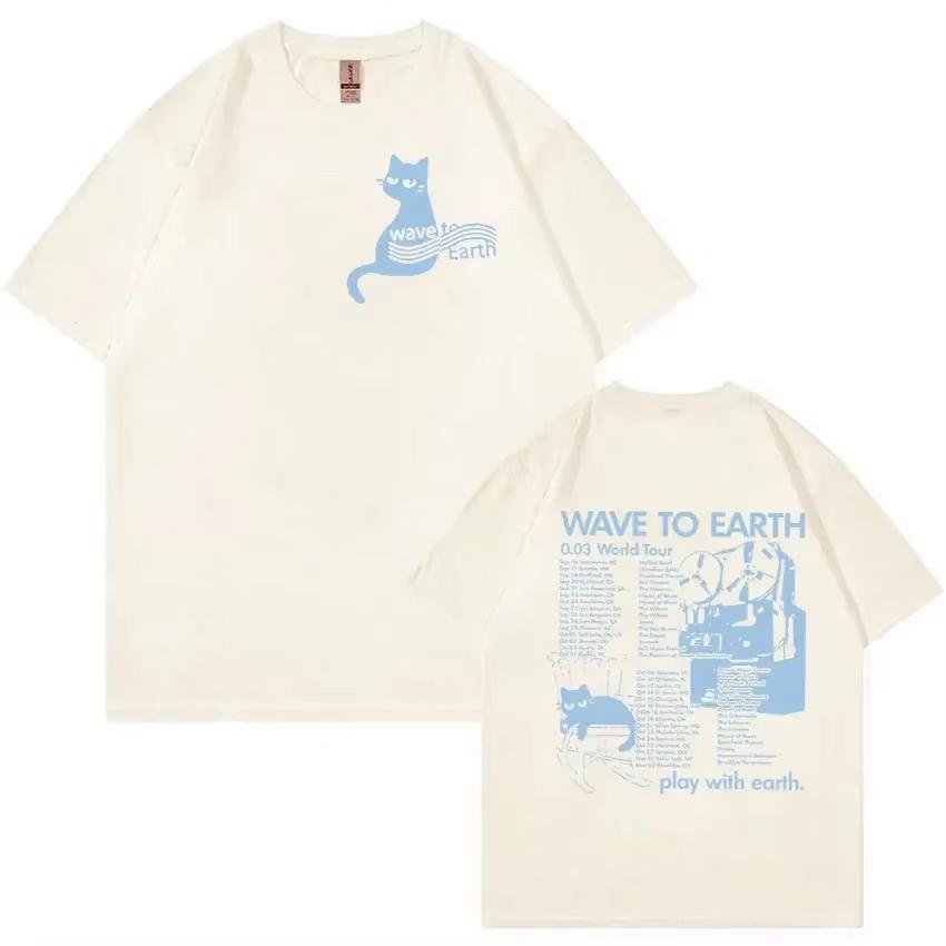 2025 Summer Wave To Earth Cat 003 2024 World Tour Album Print T Shirts Men Women Retro Fashion 100 Pure Cotton Printed Tshirt