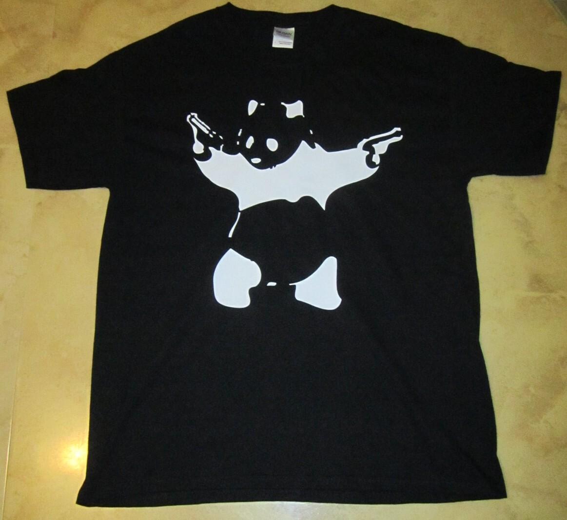 Banksy Panda Shooting T Shirt Mens Womens Tees Top Tee M