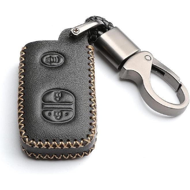 

Leather for Toyota 4Runner Avalon Camry Corolla Land Cruiser Venza RAV4 Subaru BRZ Remote 3 Buttons Key Case Holder Cover Fob Chain (Black) чёрный