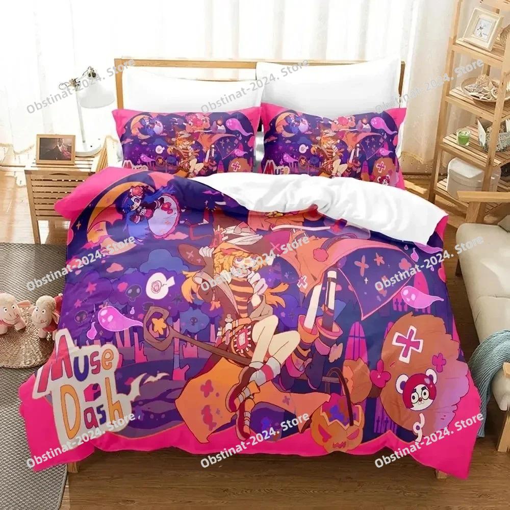 Anime Muse Dash Game Bedding Set Duvet Cover Bed Set Quilt Cover Pillowcase Comforter king Queen Size Boys Adult Bedding Set
