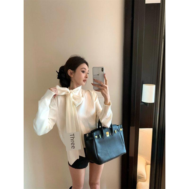 Kumikumi Elegant Set Shawl Outerwear Inner wear Apricot Knit Women Autumn Casual Pants Shorts Three-Piece Set