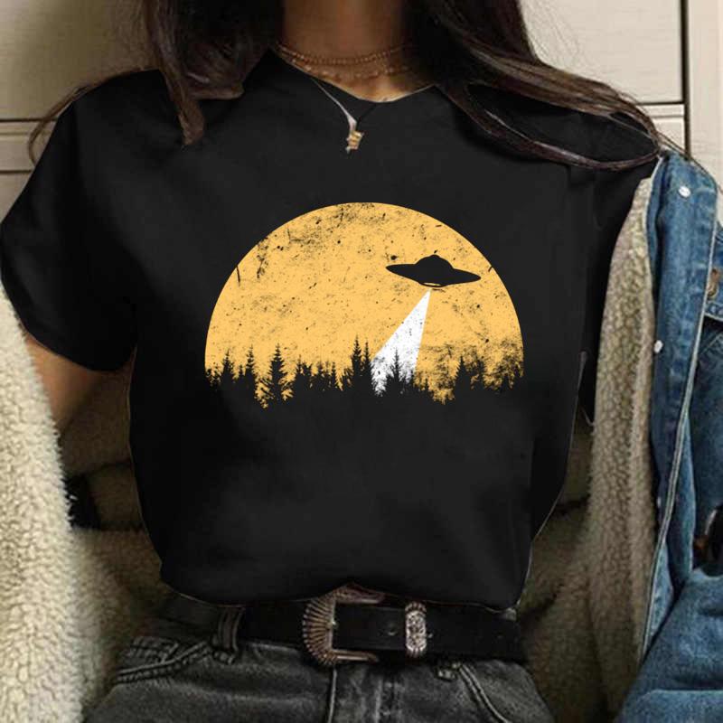 Women Summer 3D Printing Cartoon Lunar Cleaner Printing Shirt Street Casual Short Sleeve Female T Shirt Black Tshirt