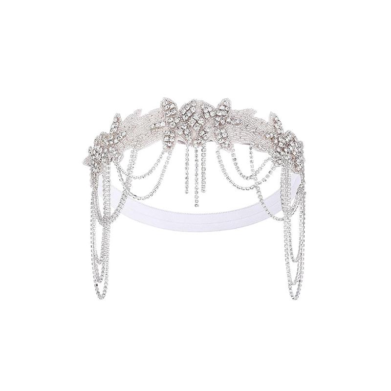 

Стильные и уникальные повязки на голову Головные уборы Аксессуары для волос на выпускной Бахрома Регулируемая Эластичная повязка на голову белый