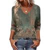Women's V Neck 3/4 Sleeve Tops Casual T Shirts Basic Summer Tees Loose Fit Fall Pullover Tunic