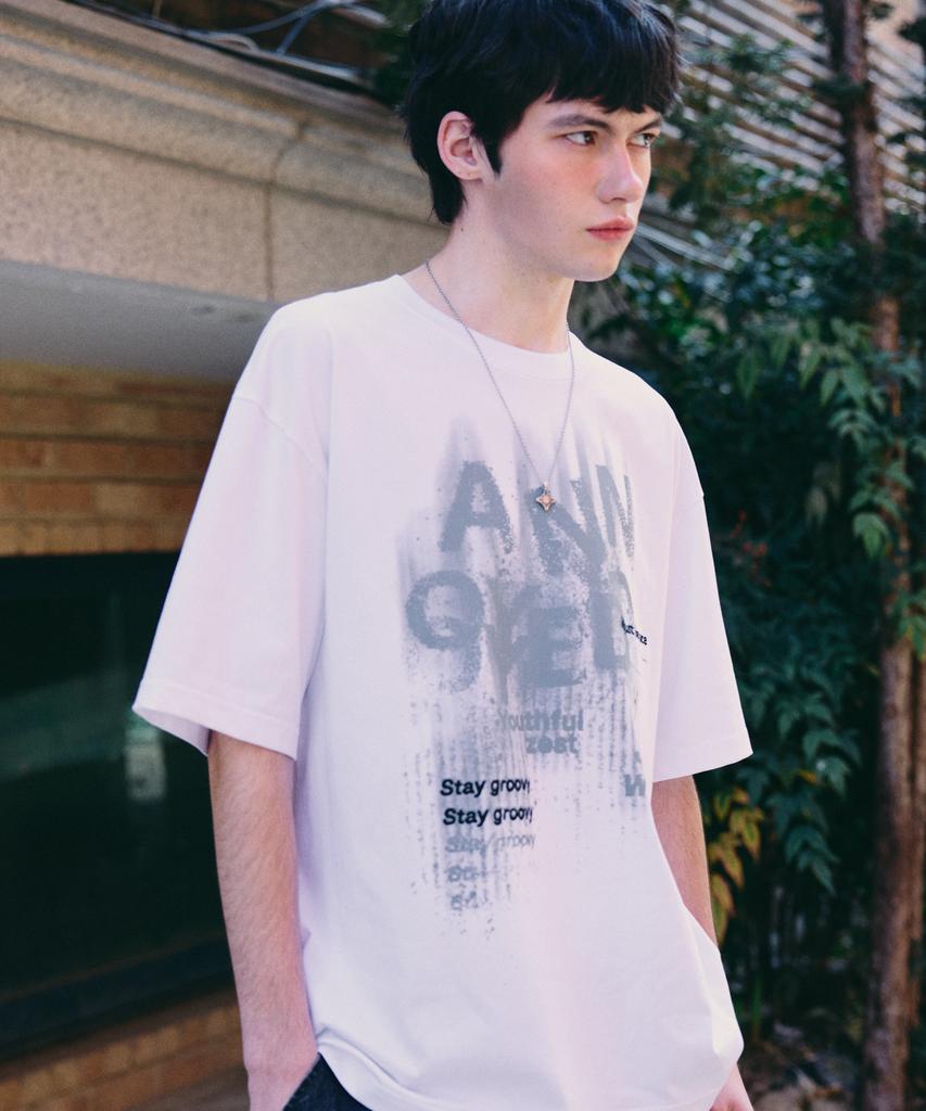 Eonoideu Grunge Painting Graphic Short Sleeve Lq2Tu302_White