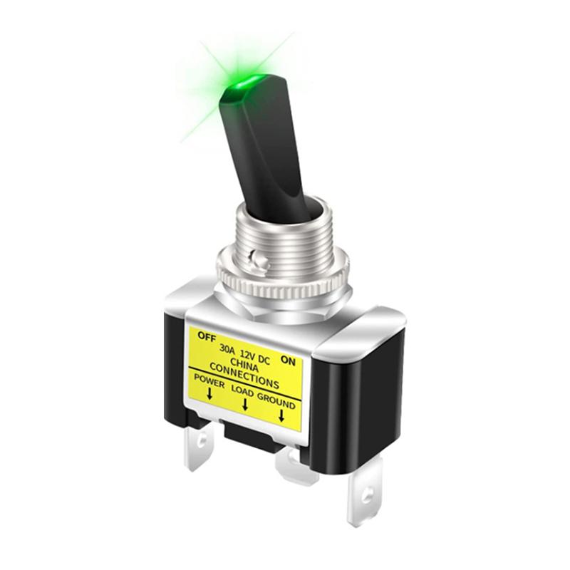1 шт. 30A 12 В светодиодный тумблер с подсветкой тумблер кулисный переключатель Spst вкл. выкл. 2 положения 3Pin для автомобильного самолета зелёный