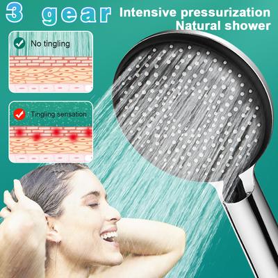 Großer Duschkopf mit 3 Gängen, Hochdruck, starker Strom, wassersparende Handbrause, 204 Wasserauslässe, selbstreinigende Badezimmerdusche
