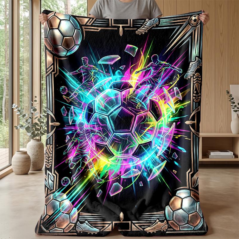 Soccer Ball Explosion 7 Theme Blanket Lightweight Warm Flannel Blanket Decorative Throw Blanket for Home Decoration