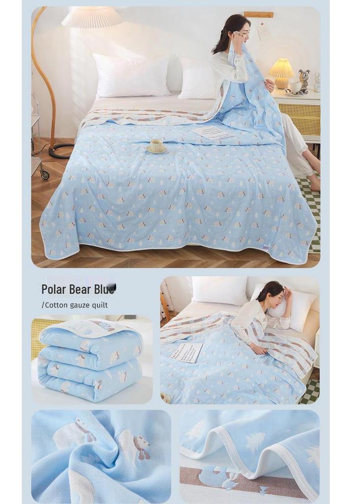 Pure Cotton 6-Layer Gauze Summer Quilt for Children - Thin, Breathable Baby Blanket