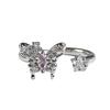 2026 Sweet and Cool Pink Diamond Butterfly Irregular Simple Fashion Opening Ring Women's Adjustable Cold Wind Stacking Wear Niche Ring