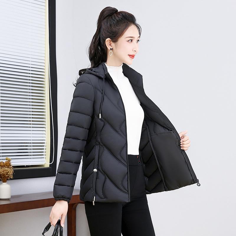 

Зимнее стеганое пальто большого размера женское с капюшоном пуховое пальто новая модель для среднего и пожилого возраста осенне-зимняя утолщенная стеганая куртка 2XL50kg or less чёрный