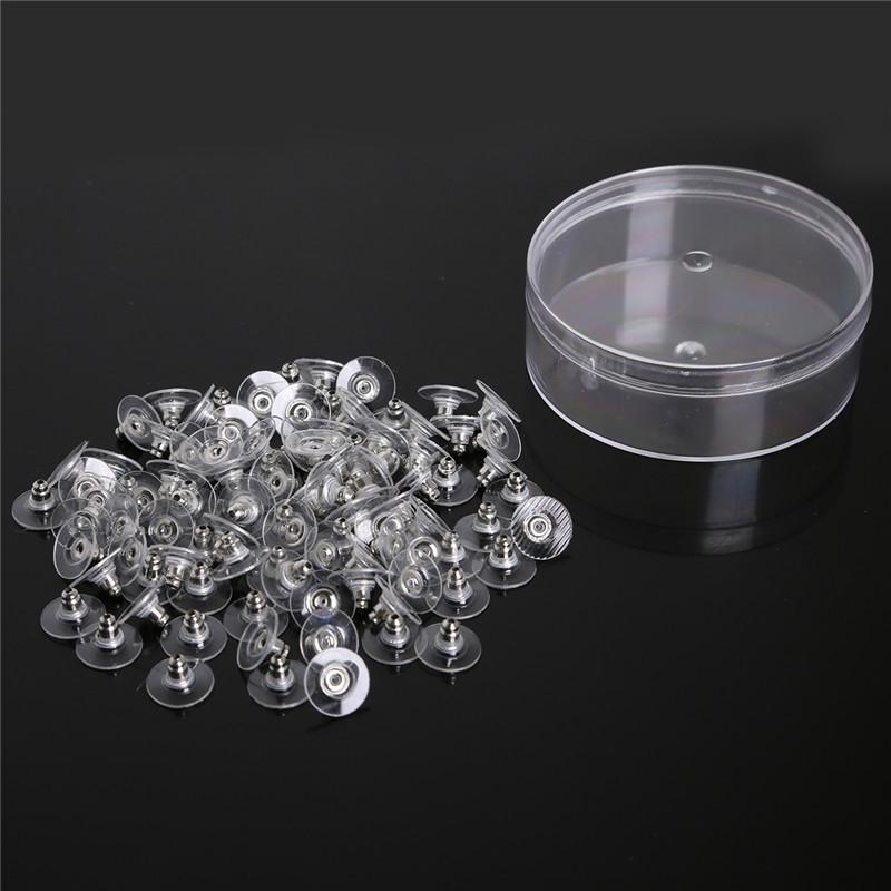 100pcs DIY Craft Accessories Silicon Stud Earring Earrings Back Stoppers Ear Post Nuts Jewelry Findings Components Gold and Silv