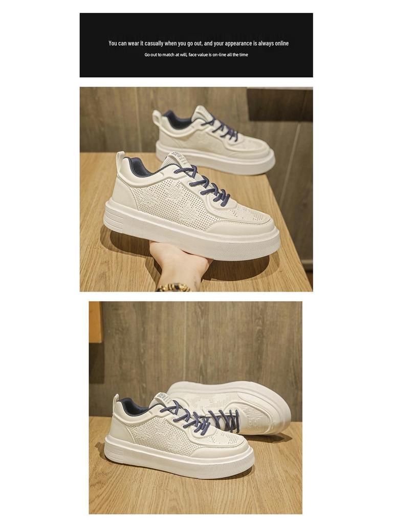 Men's Versatile Lightweight White Casual Sneakers - Spring 2025 Fashion Collection
