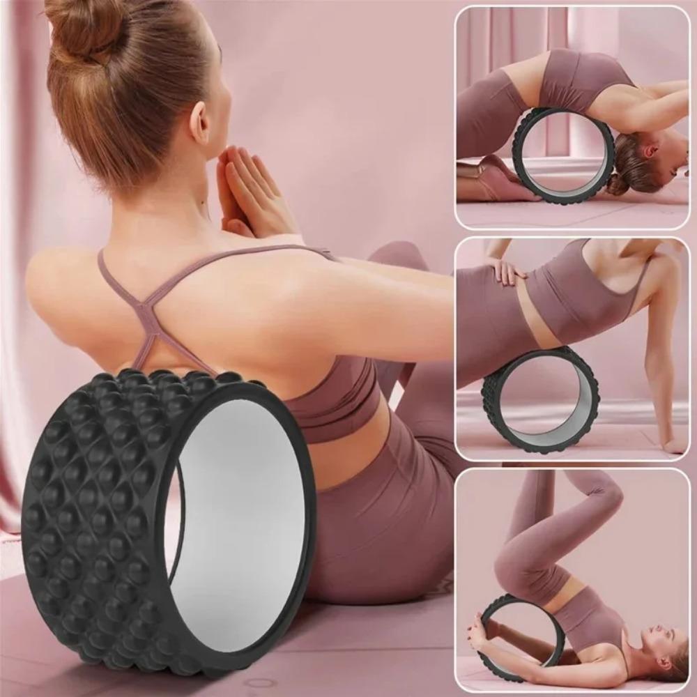 Premium Schaumstoff Yoga Massage Rolle Yoga Rad Rückenstrecker Rückenmassagegerät zur Linderung von Rückenschmerzen Fitnessstudio Heim-Fitnessgeräte