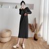 2025 Thickened Warm Knit Dress: Long Sleeve, Round Neck, Over the Knee, Mid-Length