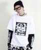 Deumakeu Skull Graphic Double Sleeve Long Sleeve T-Shirt White