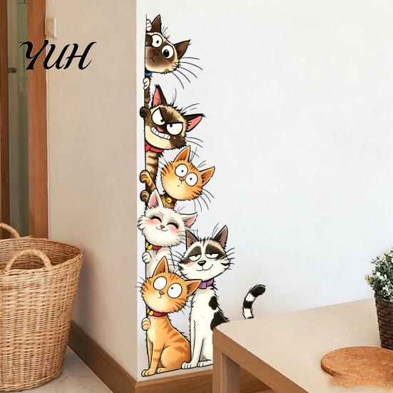 Cartoon Cat or Dog Wall Art Cute Cats/Dogs Stickers, Waterproof PVC Decals, Peel And Durable Outdoor Window Decals Stick Decorative Murals for Nursery