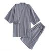 Herren Samue Kimono mit Dreiviertelärmeln, Baumwolle und Leinen, Japanisches Pyjama-Set mit Taschen, Perfekt für die Arbeit oder als Loungewear, Sommer Kimono (Dunkel
