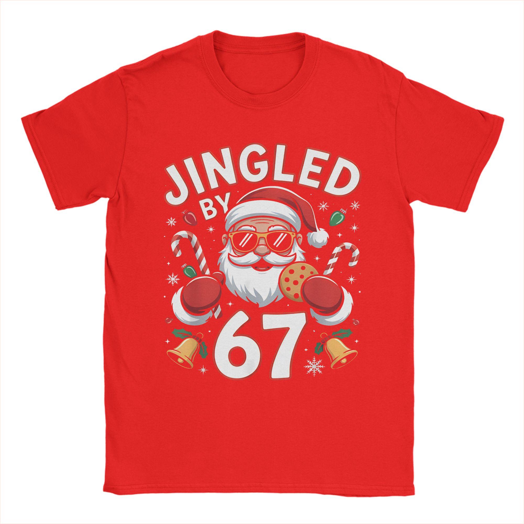 

Mens Womens Jingled By 67 Six Seven Brainrot Ugly Christmas Santa Shirt Pure Cotton New Arrival T-Shirt Clothing Outfits S