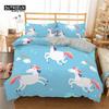 Girls Unicorn Flower Duvet Cover Cartoon Bedding Set Microfiber 3D Print Comforter Cover King Full For Kids Teen Bedroom Decor
