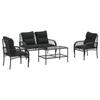 VidaXL Garden Lounge Set 4 Pcs with Black Wicker Cushions, Outdoor Sofa Set, Garden Furniture Set, Set 368727