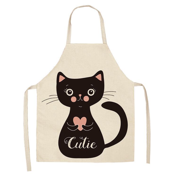 Nordic Cat Linen-Like Sleeveless Kitchen Apron