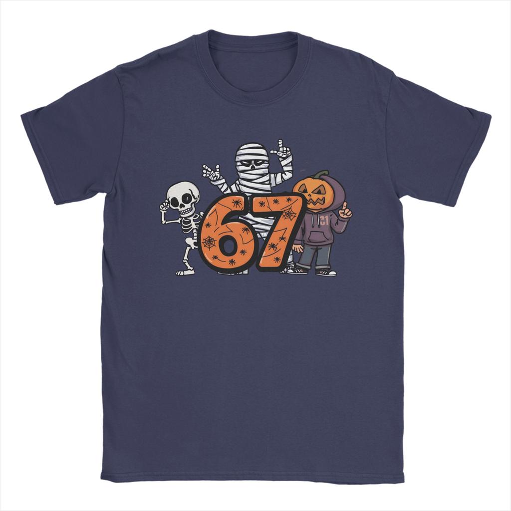 Humor Haunted by 6-7 T-Shirt for Men Round Neck 100% Cotton T Shirts Halloween 2025 Short Sleeve Tee Shirt Graphic Tops