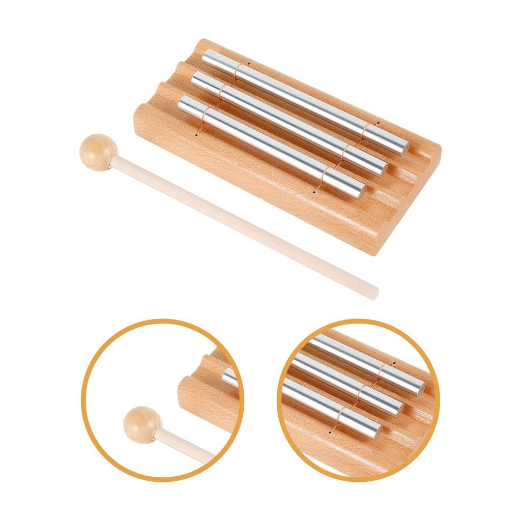 Handglocke mit 3 Tönen Schlaginstrument Aluminiumstab Musikspielzeug Windspiel für Klassenzimmer Gebet Achtsamkeit Schule
