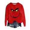 Women's Fashion Round Neck Pullover Top Long Sleeve Tee Christmas Printed Sweatshirt
