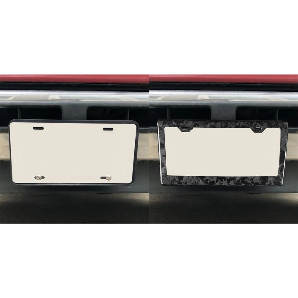 Real Forged Carbon Fiber License Plate Frame Car External Decoration 12.4x 6.2in
