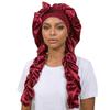 Satin Material Sleep Bonnet Long Curling Ribbons Non-Slip Design Satin Bonnet Soft Fabric Adjustable Fit Heatless Curl Bonnet