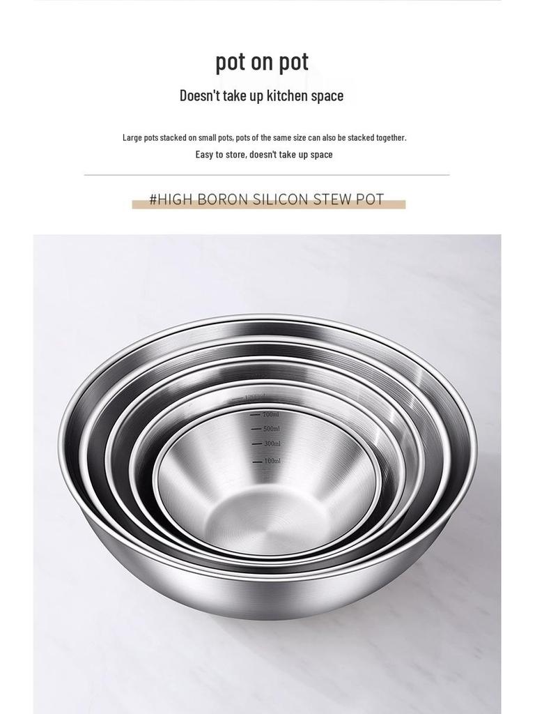 304 Stainless Steel Kitchen Basin: Wash Veggies, Knead Dough, Beat Eggs, or Mix Salads. Thick, Durable Design for Household Use.