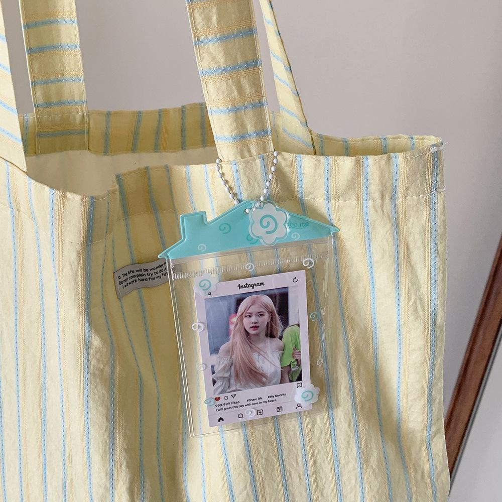 INS Transparent Small House Shaped PVC Badge Holder Doll Storage Bag Candy Bags Photocard Holder Cartoon Bag Pendant Card Holder