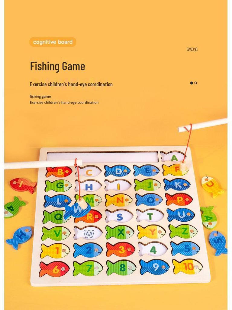 Wooden Educational Toy: Magnetic Fishing, Color Sorting, Number & Letter Recognition Game for Children