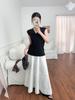ED26 Sleeveless Black Top & White Skirt Set for Women - Summer Casual Style