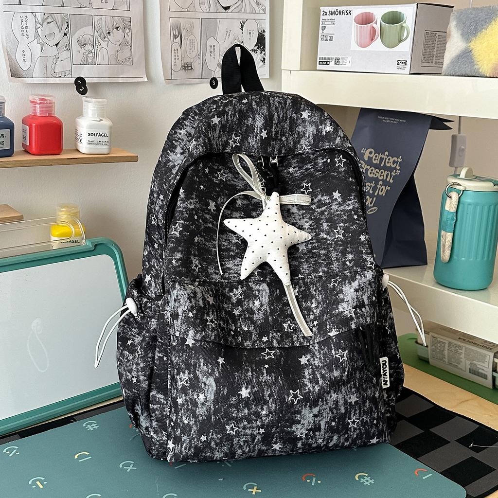 Schoolbag star schoolbag women's new large capacity cute high school student lightweight ins backpack simple student backpack