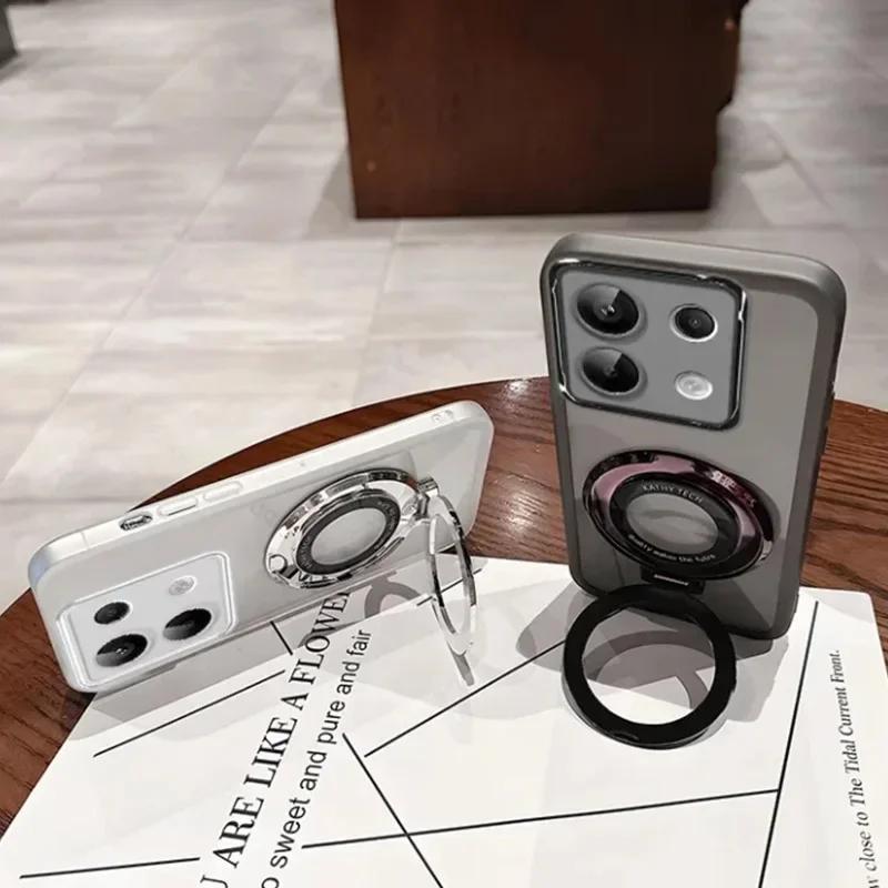 G 15 75 5G Gjennomsiktig Linsefilm Etui for Motorola Moto G15 G75 G85 G35 G45 G53 G84 Magnetisk Støtteholder Silikon Telefondeksel