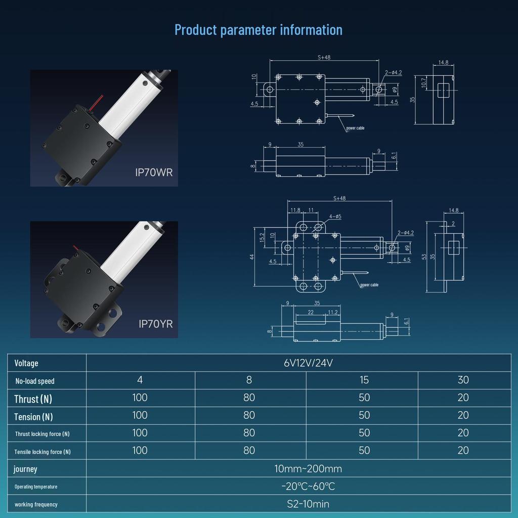 Kompakter elektrischer Teleskopstab 12/24V Mikro-Gleichstrommotor mit IP70 Linearem Hub
