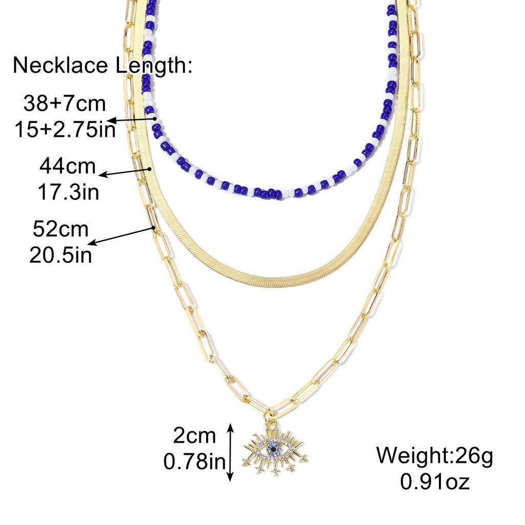 Popular European And American Devil Eye Pendant Necklace With Multiple Layers Stunning Alloy Material