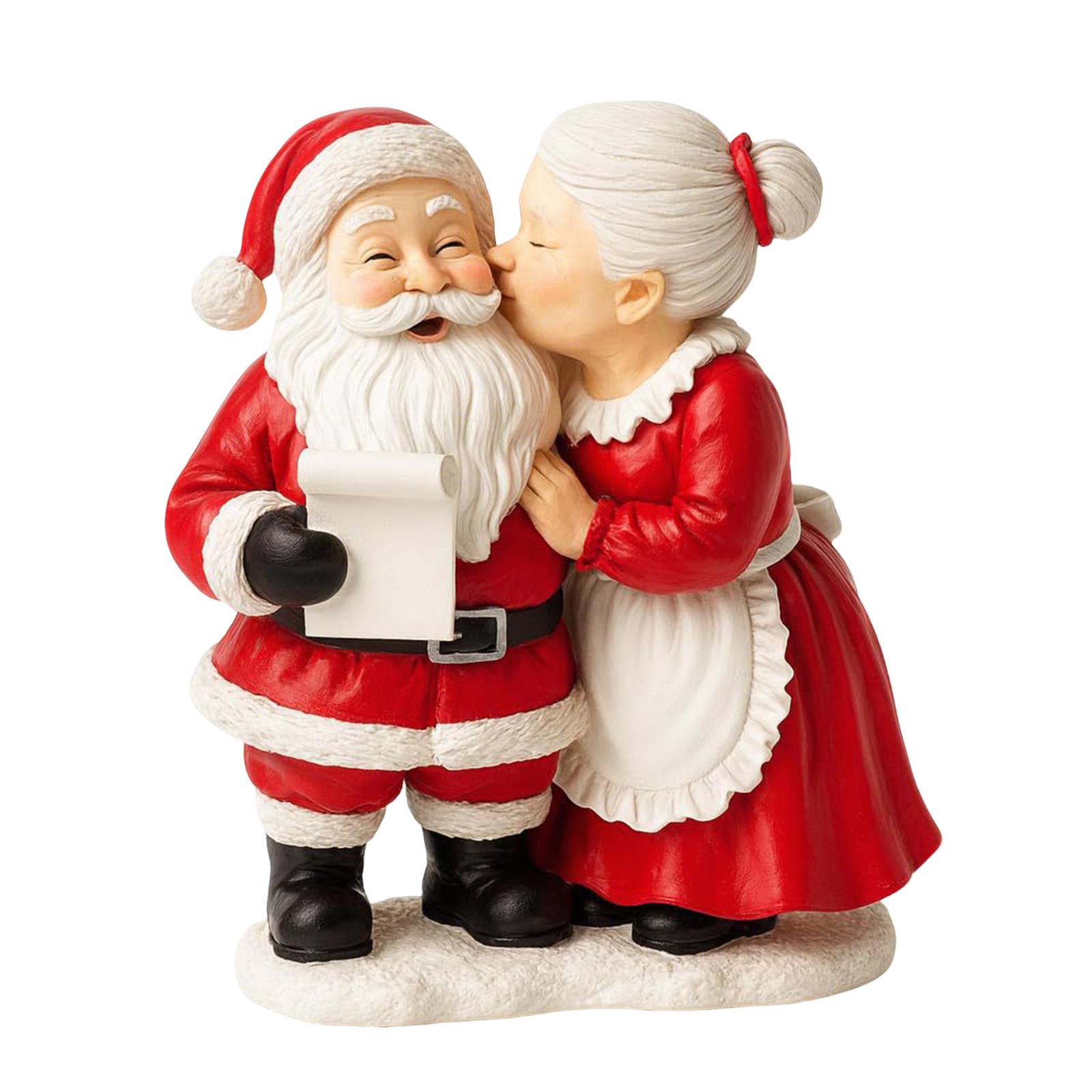

Creative Resin Claus Couple Statue Retro Red AndWhite Holiday Mantel Desktop Decoration One Size