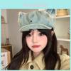 Cat Ear Denim Beret With Wide Brim For Spring And Autumn Casual Wear