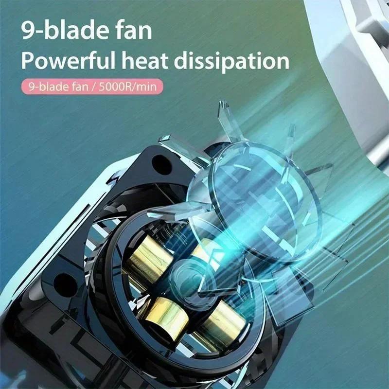 Portable Universal Turbo Hurricane Mobile Phone Cooling Fan, Silent Operation Metal Structures Suitable for iPhone, Samsung