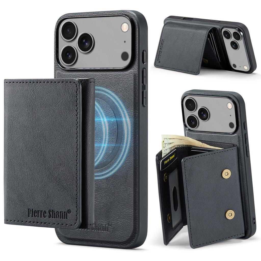 Detachable Card Holder Wallet Leather Case for iPhone 17 Pro Max 17Air 16e 16 Plus 15 14 13 12 11 7 8 SE3 Magnetic Phone Cover
