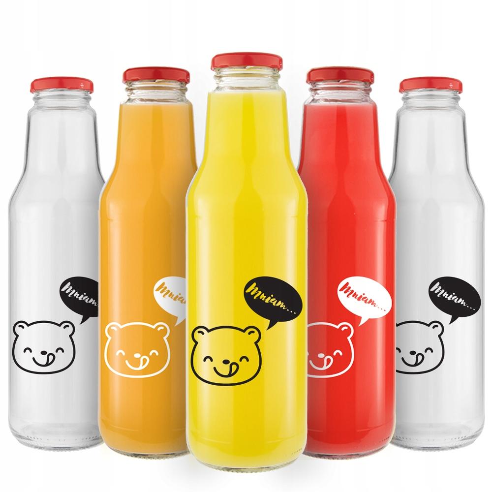 5x KUBUŚ Bottle 750ml with PRINT BOTTLES FOR JUICE, SYRUP, WATER, MILK
