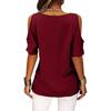 Women Casual Solid Cold Shoulder Loose Short Sleeve T Shirt