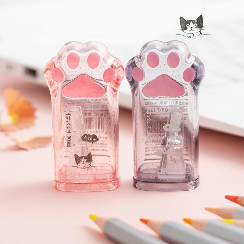 Cute Kitten Paw Pencil Sharpener Portabel Colored Pencil Sharpener Fit for All Wooden Pencils (6-8mm) for Adults Kids